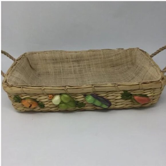 Vintage Straw Tray Decorative Fruit Baskets Set of 2 1960'S - Picture 11 of 14